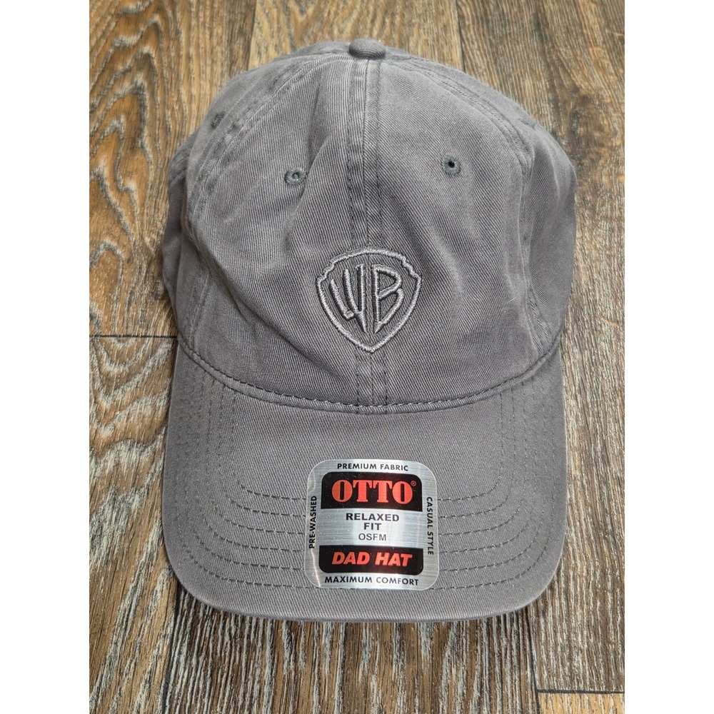 Warner Bros Otto Dad Hat Gray Embroidered WB Shield Logo Relaxed Fit Cap 18-692